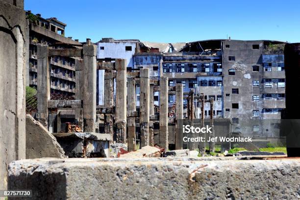 Ruins In Hashima Island Japan Stock Photo - Download Image Now - Hashima Island, Ghost, Island