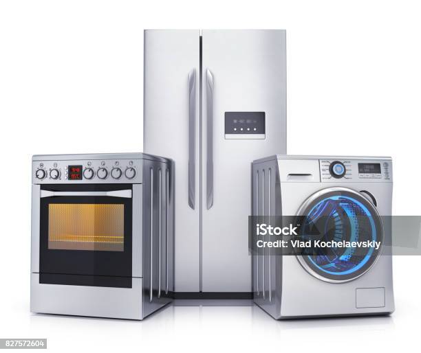 Consumer Electronics Stell Isolated Stock Photo - Download Image Now - Cut Out, Stove, Kitchen