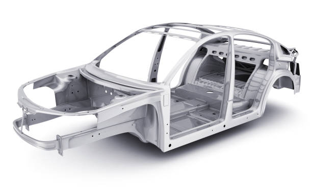 Only body car Only stell body car, chassis. 3d illustration disassembling stock pictures, royalty-free photos & images