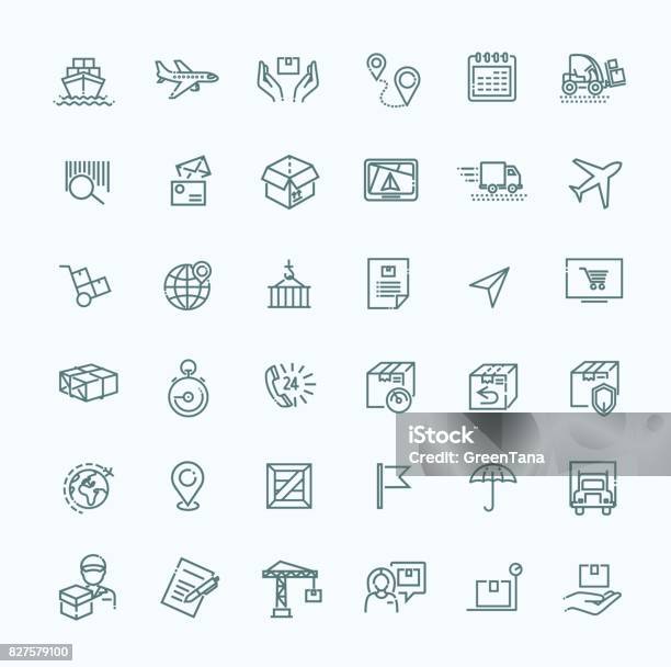 Parcel Delivery Service Icon Set Stock Illustration - Download Image Now - Icon Symbol, Freight Transportation, Receiving