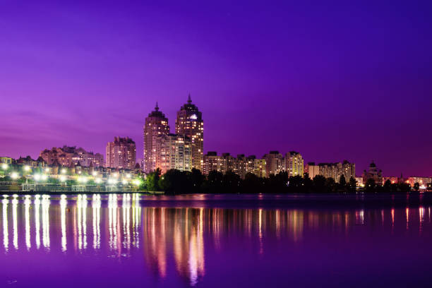 istock Night embankment with illumination 827588260
