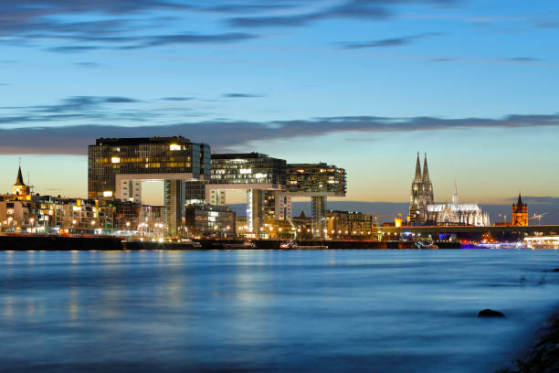 istock Cologne Cathedral and Rheinauharbor at night 827588534