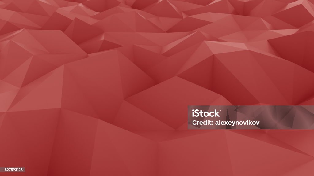 Glossy red polygonal background. 3D rendering Smooth red polygonal background. 3D Abstract Stock Photo