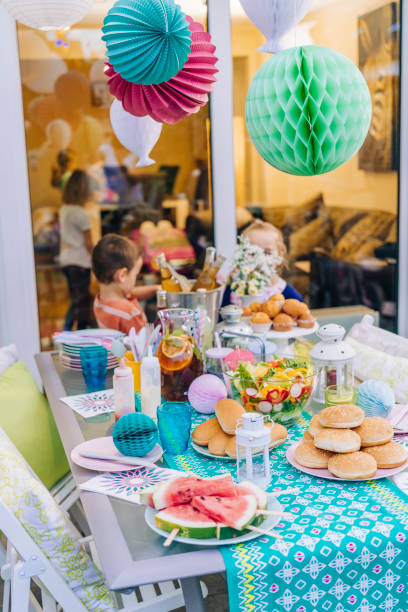 istock Decorated Party Table for Summer Backyard Party Outside 827599958