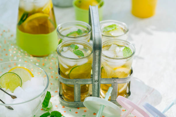 istock Ice Tea with Fresh Limes and Lemon Fruits 827600432