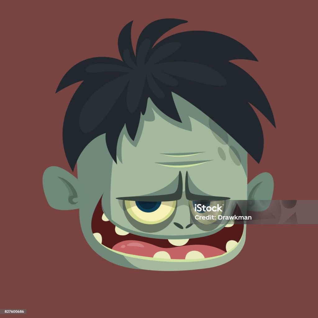 Hình Ảnh Hoạt Hình Vector Của Một Zombie Xám Hài Hước Với Cái Đầu ...