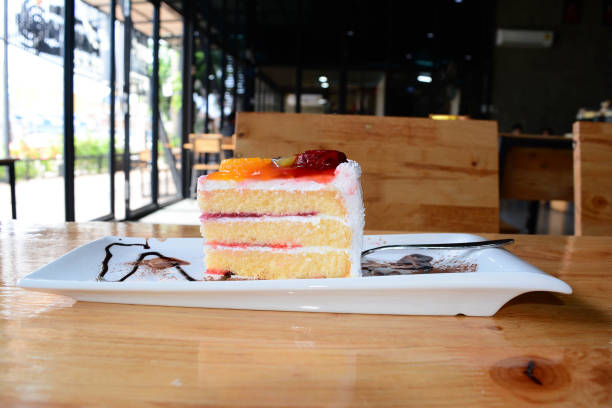 istock a piece of mixed fruit cake at coffee shop 827604758