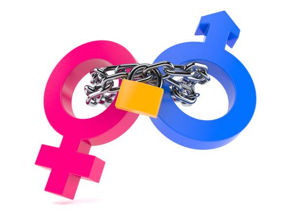 istock Gender symbols connected by chain 827605290