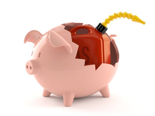 istock Gasoline can inside piggy bank 827608108