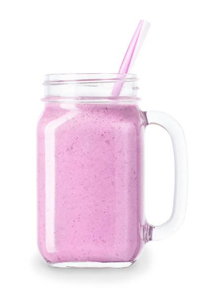 blackberry smoothie in mason jar