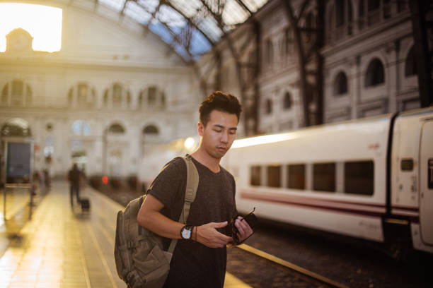 istock Chinese hipster man on station 827620212