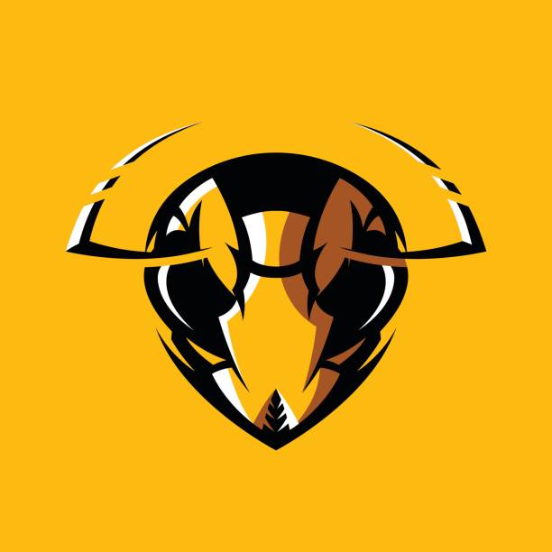 illustrazioni stock, clip art, cartoni animati e icone di tendenza di furious hornet head athletic club vector concept isolato su sfondo arancione. - mascot anger baseball furious