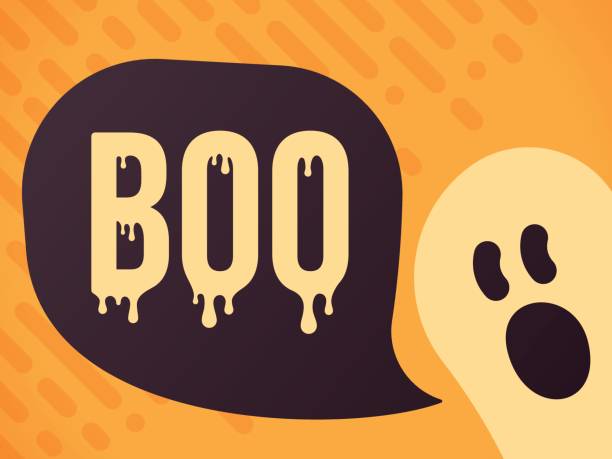 ilustrações de stock, clip art, desenhos animados e ícones de boo ghost halloween message - surprise