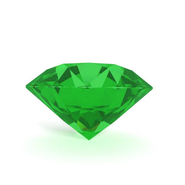 istock green diamond on isolated white in 3D rendering 827624258
