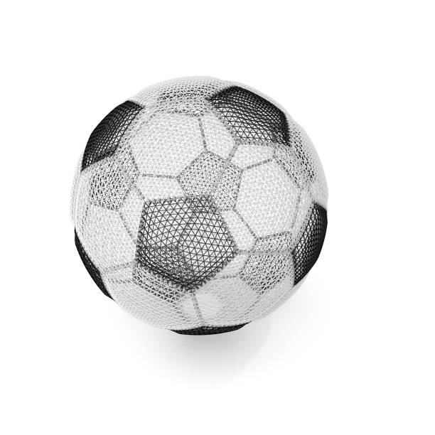 istock football wireframe black and white on isolated white in 3D rendering 827624260
