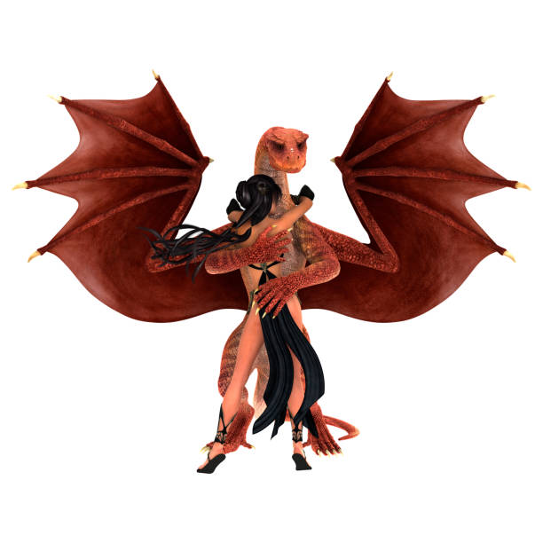 istock 3D Render Fairy Tale Princess and Red Dragon on White 827629150