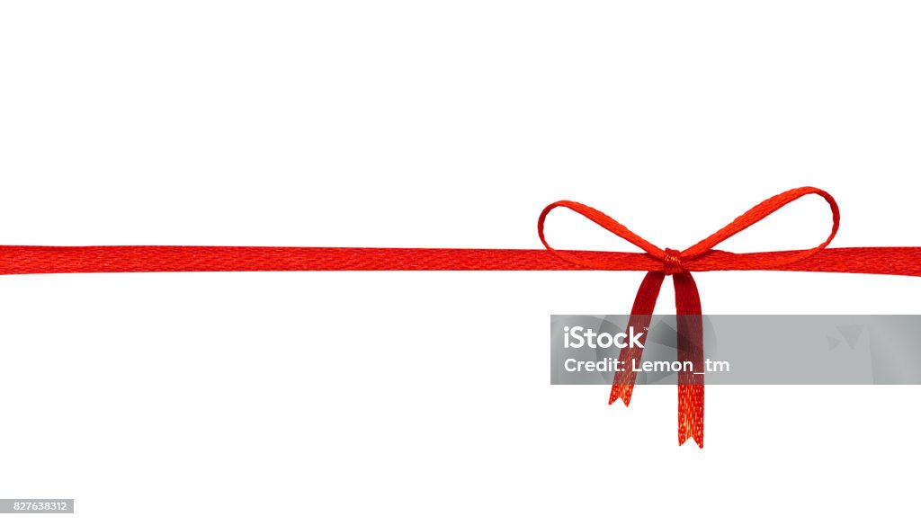 Red Ribbon Bow Isolated On White Background Celebration Label For Your  Design Stock Photo - Download Image Now - iStock