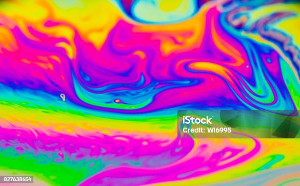 Rainbow Colors Created By Soap Bubble Stock Photo - Download Image Now - Psychedelic, Backgrounds, Rainbow