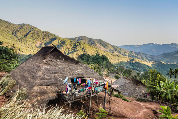 Lua PraGum hill tribe village Maintaining the architectural style and material used strictly