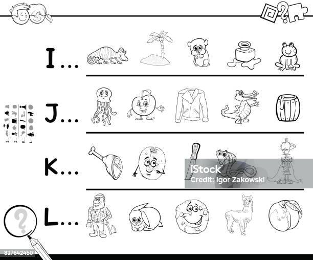 First Letter Of A Word Coloring Page Stock Illustration - Download Image Now - Animal, Beginnings, Black And White