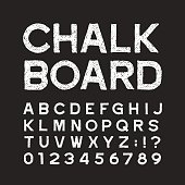 istock Chalk board alphabet font. Distressed vintage letters and numbers. 827643076