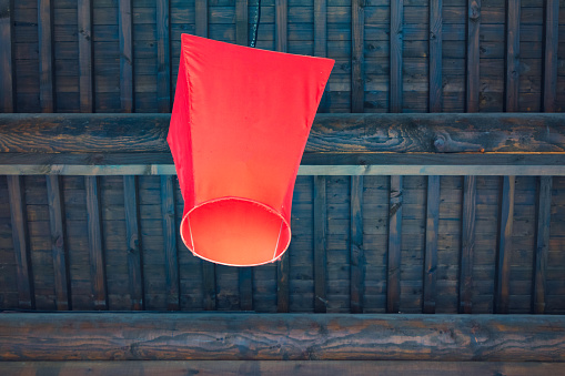 Lantern hanging under the roof
