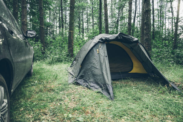 istock camping near car with tent 827654152
