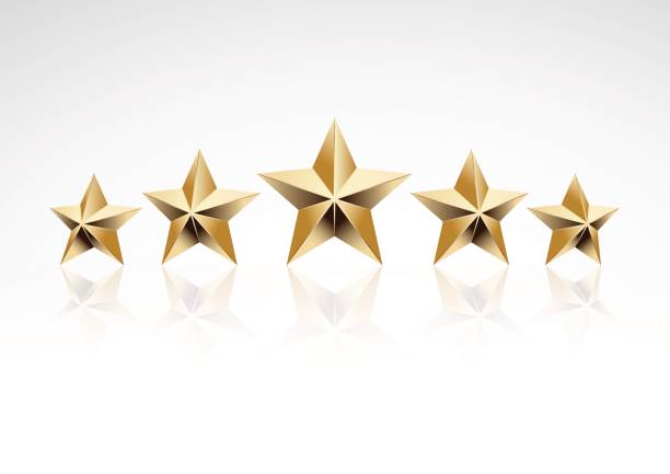 Five golden stars Five golden stars luxury hotel stock illustrations