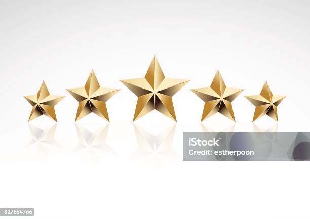 Five Golden Stars Stock Illustration - Download Image Now - Celebrities, Star Shape, Five Objects