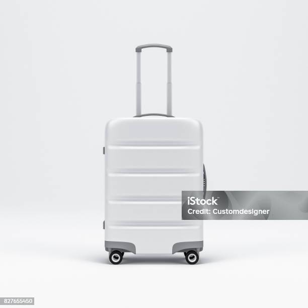 White Luggage Mockup Suitcase Baggage Stock Photo - Download Image Now - Suitcase, Travel, Bag