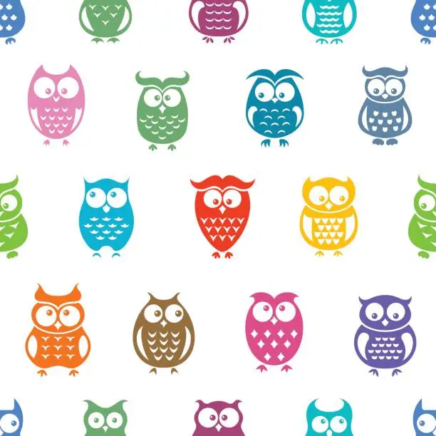 Vector illustration of Cute Owl Repeat Pattern