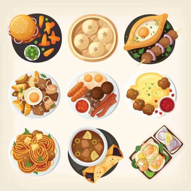 Vector illustration of World dinners from top