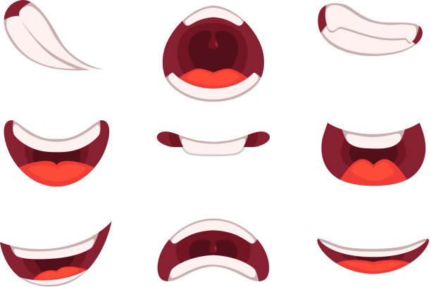istock Different emotions of cartoon mouths with funny expressions 827666966