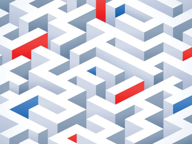 Abstract Maze Background Abstract maze or labyrinth finding and searching. maze road street confusion stock illustrations