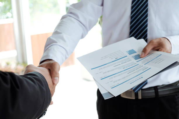 istock Job applicant having interview. Handshake success job interviewing 827679304