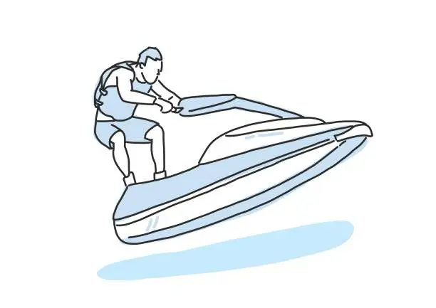 Vector illustration of Jet ski. line drawing. hand drawn. vector illustration.