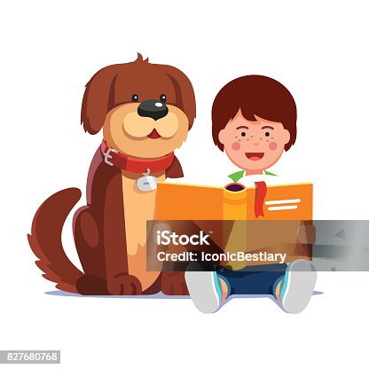 2,589 Dog Reading Illustrations & Clip Art - iStock | Therapy dog reading,  Child and dog reading, Dog reading book