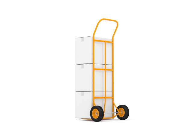 istock Hand Truck with three white cardboard boxes 827681408