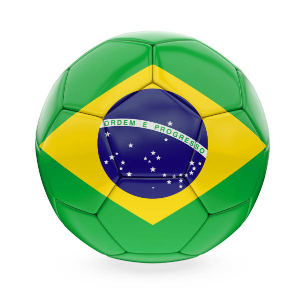 istock Soccer Ball Brazil Flag Isolated 827690438