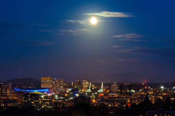 istock Full Moon over downtown Portland 827691330