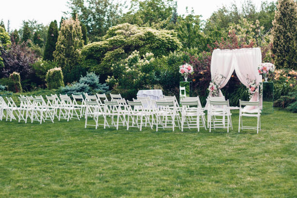 istock Arch and chairs for the wedding ceremony 827692438