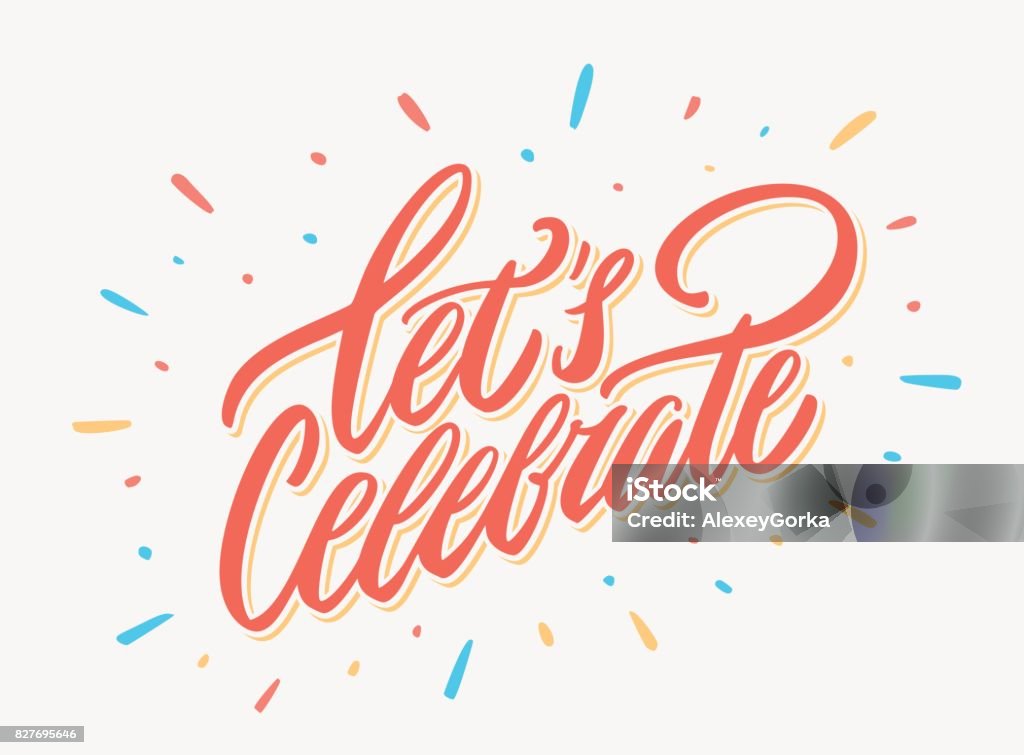 Let's celebrate banner. Vector lettering. Let's celebrate banner. Vector lettering. Vector hand drawn illustration. Celebration stock vector