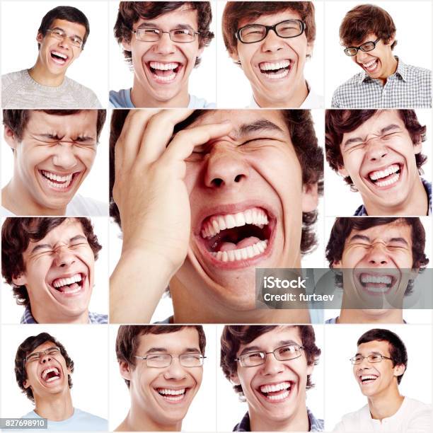 Laughing Face Collage Stock Photo - Download Image Now - Adult, Cheerful, Close-up