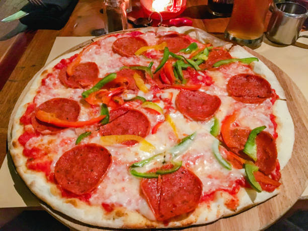 istock Italian pepperoni Pizza for dinner 827699400