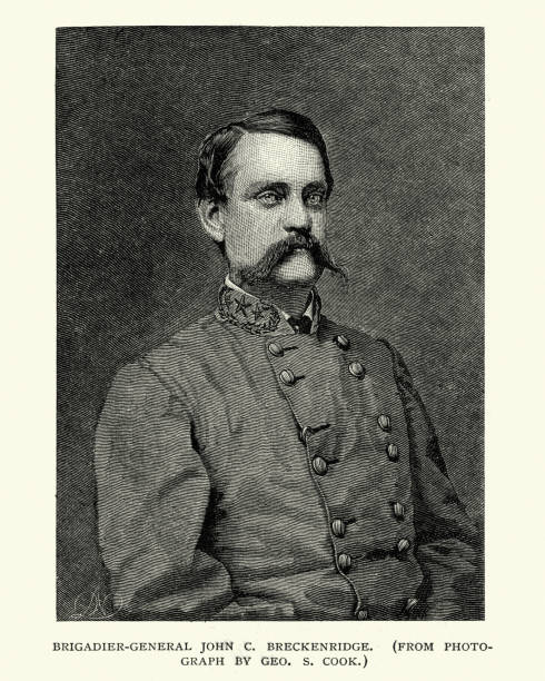 ilustrações, clipart, desenhos animados e ícones de guerra civil americana, general john c. breckinridge - civil war general engraving men