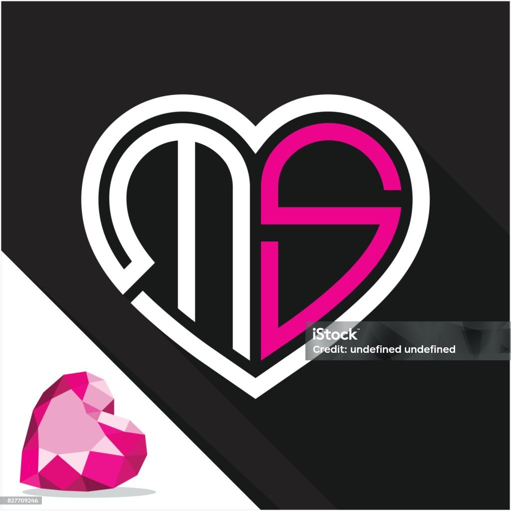 Icon Logo Heart Shape With Combination Of Initials Letter M S ...