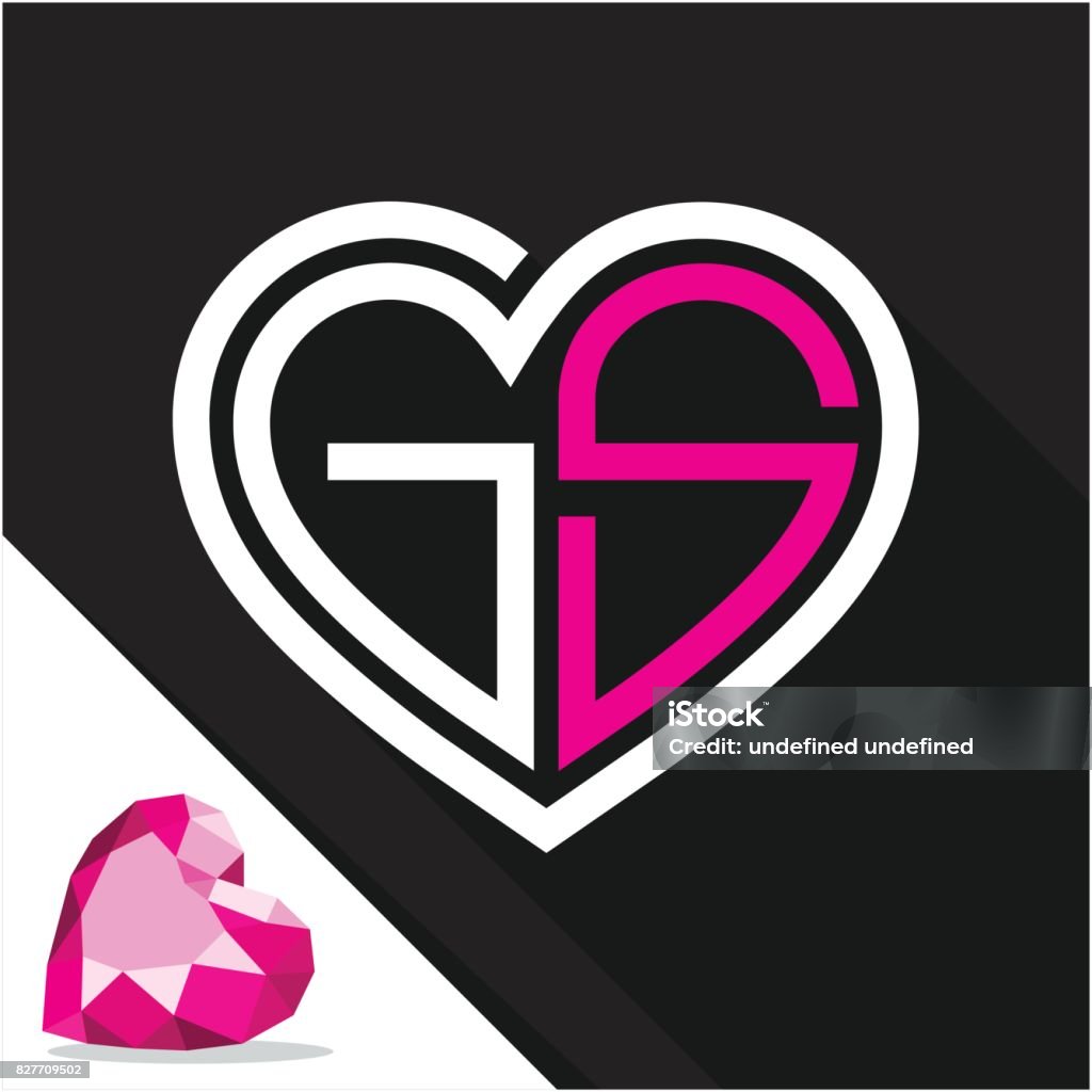 Icon Logo Heart Shape With Combination Of Initials Letter G S ...