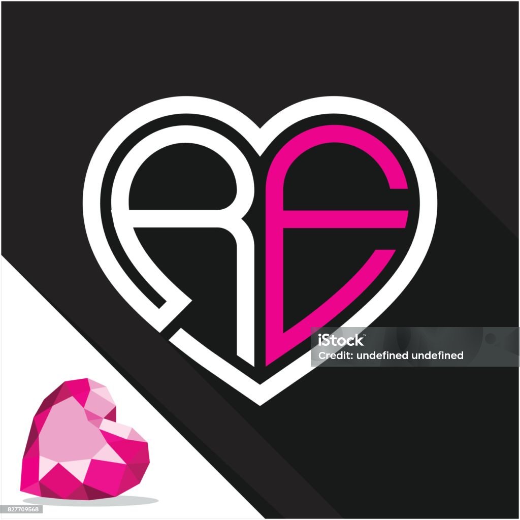 Icon Logo Heart Shape With Combination Of Initials Letter R E ...
