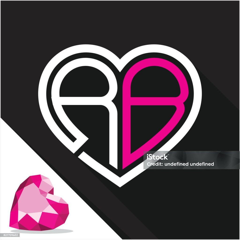 Icon Logo Heart Shape With Combination Of Initials Letter R B ...