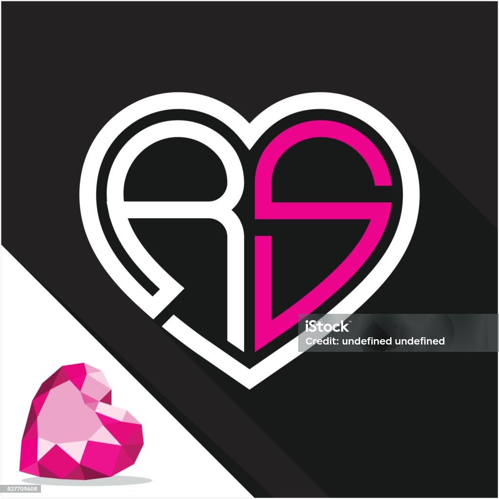 Icon Logo Heart Shape With Combination Of Initials Letter R S ...